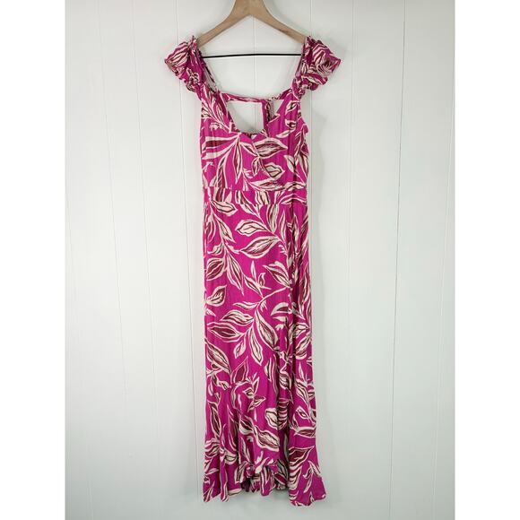 Band of the Free Dresses & Skirts - Band of the Free Pink Floral Smocked Maxi Dress Medium Tropical Leaf